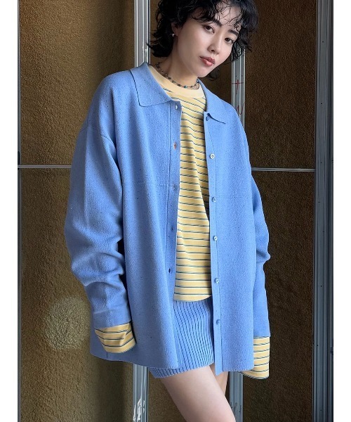 ELCHELE(エルチェレ)の「NEP KNIT OVER SHIRT(ニット/セーター・レディース・サックスブルー/オートミール/レッド・FREE)」の13枚目の写真