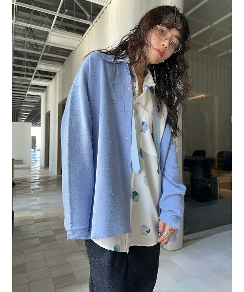 ELCHELE(エルチェレ)の「NEP KNIT OVER SHIRT(ニット/セーター・レディース・サックスブルー/オートミール/レッド・FREE)」の15枚目の写真