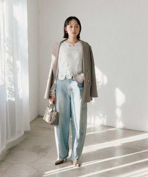 RIVE DROITE(リヴドロワ)の「【着映え】エンブロイダリーベスト(ニット/セーター・レディース・ブラック/オフホワイト・FREE)」の9枚目の写真