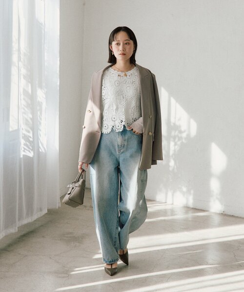 RIVE DROITE(リヴドロワ)の「【着映え】エンブロイダリーベスト(ニット/セーター・レディース・ブラック/オフホワイト・FREE)」の10枚目の写真