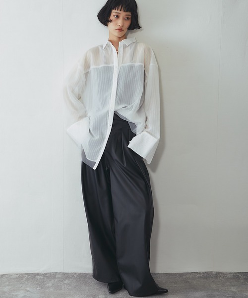 ANOTHER S(アナザーエス)の「【セットアップ対応】タック入りフェイクレザーパンツ(その他パンツ・レディース・ブラック/ブルーグレー・FREE)」の17枚目の写真