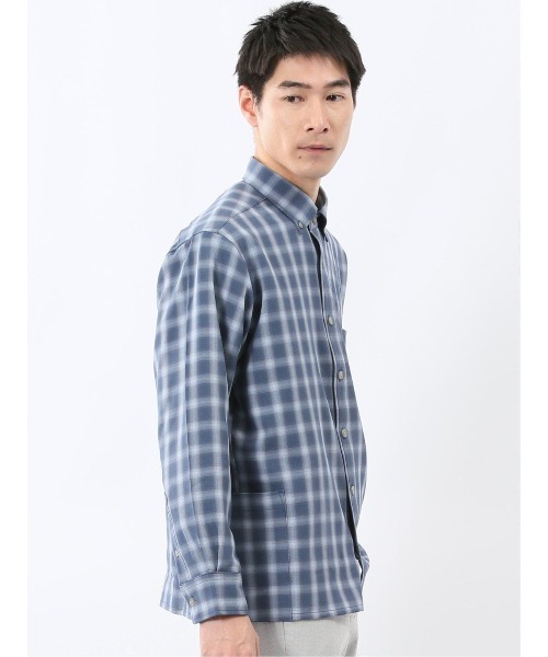 m.f.editorial(エムエフエディトリアル)の「【ストレッチ】ジェリー/GERRY オンブレチェック 長袖 シャツ アウター(シャツ/ブラウス・メンズ・ブルー/ブラウン・LARGE/MEDIUM)」の18枚目の写真