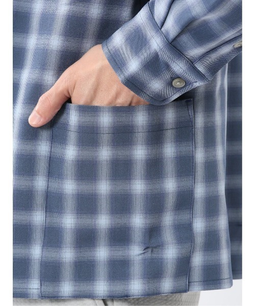 m.f.editorial(エムエフエディトリアル)の「【ストレッチ】ジェリー/GERRY オンブレチェック 長袖 シャツ アウター(シャツ/ブラウス・メンズ・ブルー/ブラウン・LARGE/MEDIUM)」の8枚目の写真