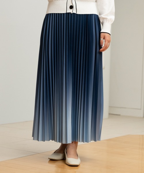 STRAWBERRY-FIELDS（ストロベリーフィールズ）の「ニットプリーツ（スカート・レディース・ベージュ/サックスブルー・2）」の18枚目の写真