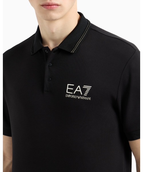 EMPORIO ARMANI EA7（エンポリオアルマーニイーエーセブン）の「【エンポリオ アルマーニ EA7】Gold Label 半袖ポロシャツ ビスコースジャージー（ポロシャツ・メンズ・ホワイト/ブラック・LARGE/X-LARGE/XX-LARGE/X-SMALL）」の7枚目の写真