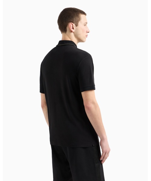 EMPORIO ARMANI EA7（エンポリオアルマーニイーエーセブン）の「【エンポリオ アルマーニ EA7】Gold Label 半袖ポロシャツ ビスコースジャージー（ポロシャツ・メンズ・ホワイト/ブラック・LARGE/X-LARGE/XX-LARGE/X-SMALL）」の8枚目の写真