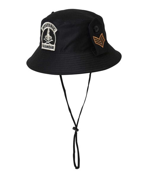 HYSTERIC GLAMOUR（ヒステリックグラマー）の「WOMAN ON SKULLワッペン バケットハット（ハット・メンズ・ブラック/カーキ・LARGE/MEDIUM）」の2枚目の写真