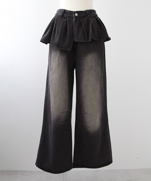 Diable baiser(ディアブルベーゼ)の「フリルレイヤードY2Kバギーデニムパンツ(デニムパンツ・レディース・ブラック・LARGE/MEDIUM/3L)」の18枚目の写真