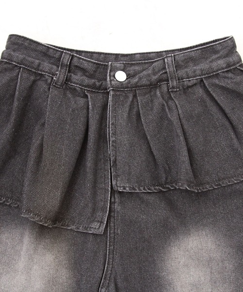 Diable baiser(ディアブルベーゼ)の「フリルレイヤードY2Kバギーデニムパンツ(デニムパンツ・レディース・ブラック・LARGE/MEDIUM/3L)」の19枚目の写真
