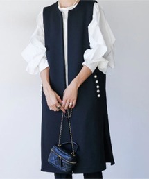 MAISON DE THERESE | ロングベスト エコパールボタン ゆったり 着回し 通勤きれいめ(ベスト)
