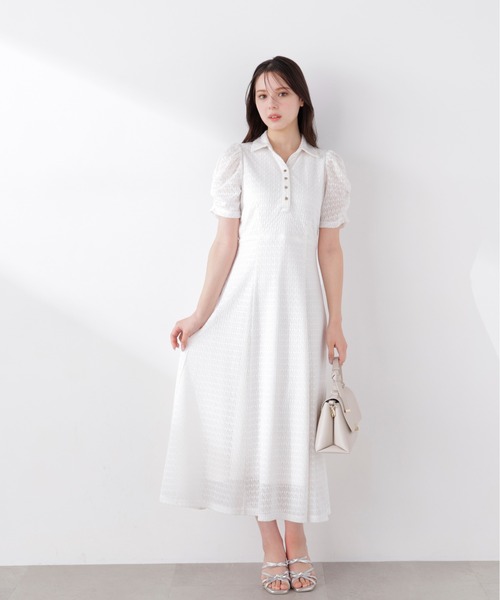 PROPORTION BODY DRESSING（プロポーションボディドレッシング）の「ストレッチレース襟付きワンピース / 1216140309（ワンピース・レディース・ピンク/ホワイト系その他/グレー・MEDIUM/SMALL）」の4枚目の写真