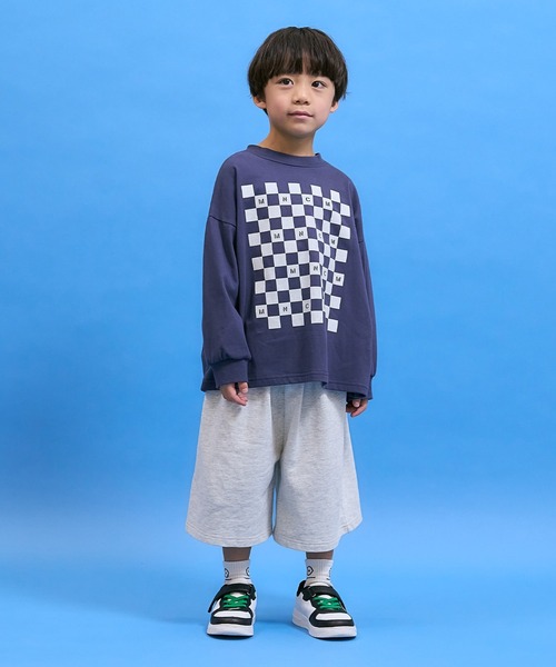 b・ROOM(ビールーム)の「8分丈ワイドスウェットパンツ【MNCM】(スウェットパンツ・キッズ・ホワイト系その他/ブラック/カーキ/トップグレー・110cm/130cm/140cm/150cm/120cm)」の1枚目の写真