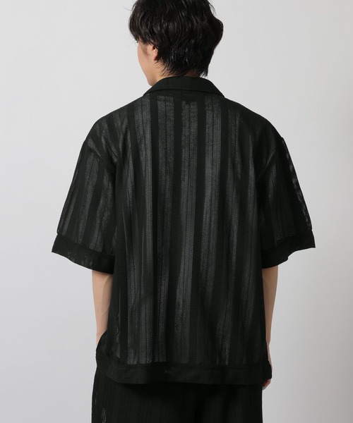 LAKOLE（ラコレ）の「【セットアップ可】メッシュストライプオープンシャツ / 665195（シャツ/ブラウス・メンズ・ブラック/ブラウン・MEDIUM/LARGE）」の5枚目の写真