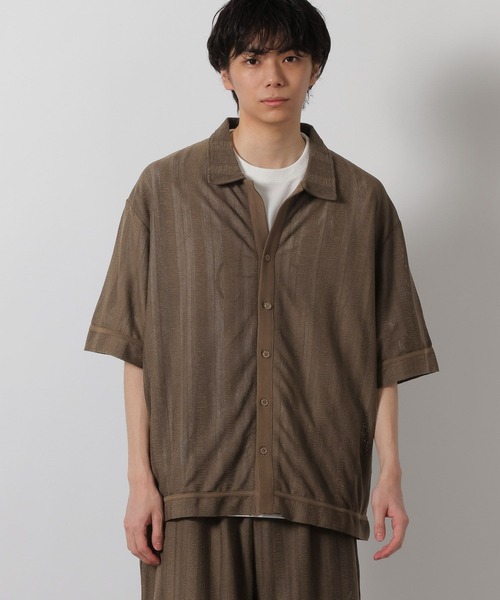 LAKOLE（ラコレ）の「【セットアップ可】メッシュストライプオープンシャツ / 665195（シャツ/ブラウス・メンズ・ブラック/ブラウン・MEDIUM/LARGE）」の7枚目の写真