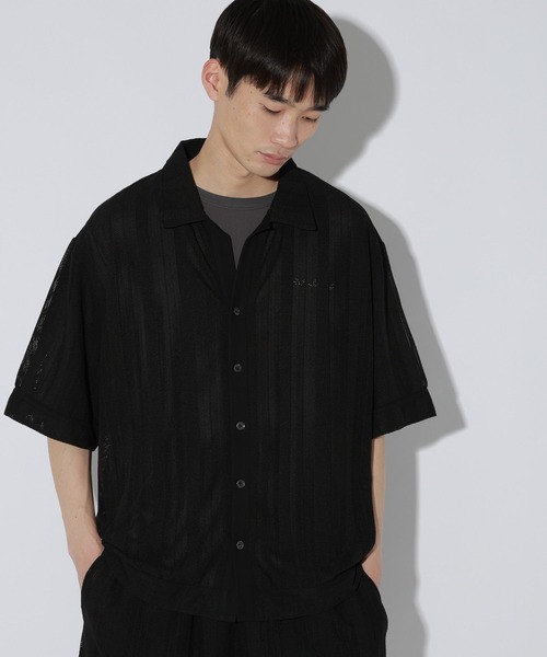 LAKOLE（ラコレ）の「【セットアップ可】メッシュストライプオープンシャツ / 665195（シャツ/ブラウス・メンズ・ブラック/ブラウン・MEDIUM/LARGE）」の18枚目の写真