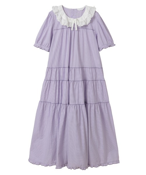 新作♡ローン襟付きギンガムチェックワンピース ¥ 46,200（税込） ローン襟付きギンガムチェックワンピース（ワンピース）｜PINK HOUSE
