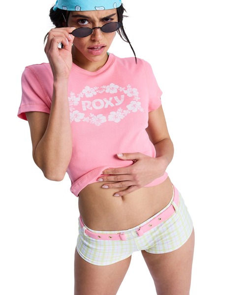 ROXY(ロキシー)の「ROXY ウィメンズ SEA YOU LATER BABY TEE Tシャツ 【2026年春夏モデル】/ロキシー半袖Tシャツ(Tシャツ/カットソー・レディース・ピンク/ブルー・SMALL/MEDIUM)」の1枚目の写真