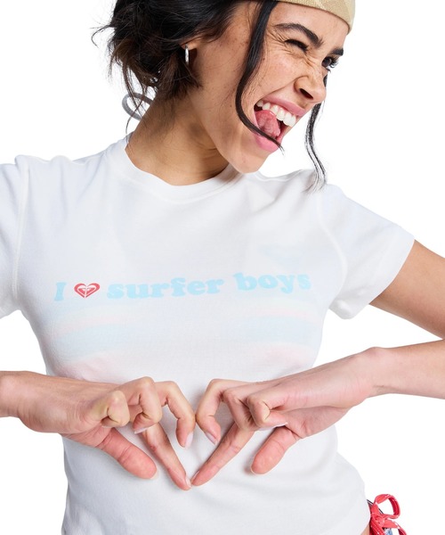 ROXY(ロキシー)の「ROXY ウィメンズ SEA YOU LATER BABY TEE Tシャツ 【2026年春夏モデル】/ロキシー半袖Tシャツ(Tシャツ/カットソー・レディース・ピンク/ブルー・SMALL/MEDIUM)」の2枚目の写真