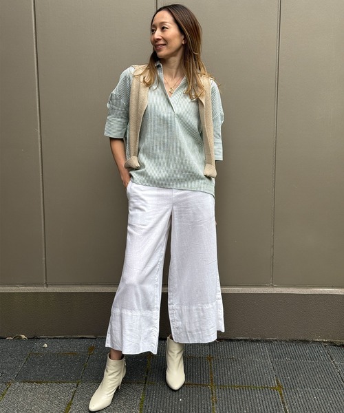 BANANA REPUBLIC FACTORY STORE(バナナリパブリック ファクトリーストア)の「BANANA REPUBLIC FACTORY STORE ハイライズ リネンブレンド ワイドレッグ クロップド プルオンパンツ(その他パンツ・レディース・ホワイト系その他/ブラウン/グリーン/ホワイト/ブルー・S/XS/L/M)」の15枚目の写真