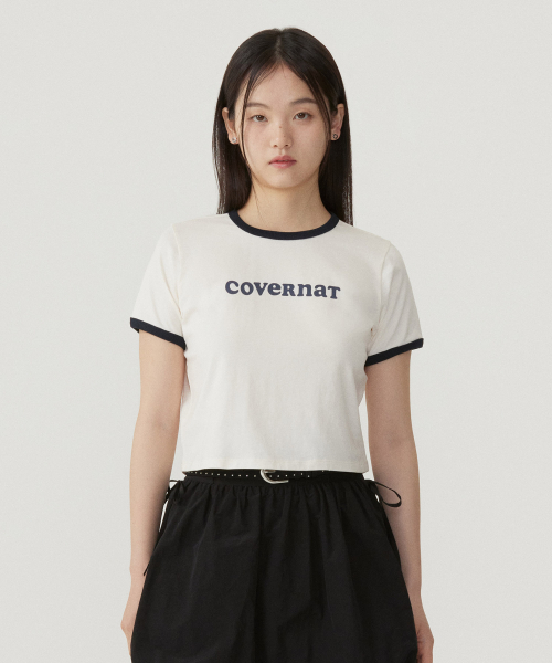 COVERNAT WOMAN(カバーナットウーマン)の「ウーマンクロップクーパーロゴリンガーTシャツアイボリー(Tシャツ/カットソー・レディース・その他・WS/WM)」の1枚目の写真