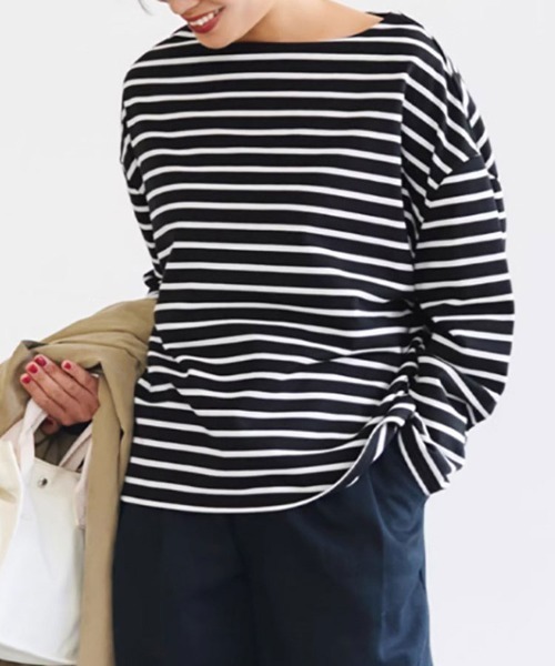 SallyLunn（サリーラン）の「ボートネックボーダーカットソー（Tシャツ/カットソー・レディース・ネイビー/ホワイト/ブルー/ブラック・LARGE/MEDIUM）」の9枚目の写真