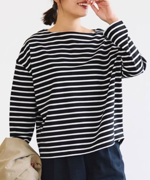 SallyLunn（サリーラン）の「ボートネックボーダーカットソー（Tシャツ/カットソー・レディース・ネイビー/ホワイト/ブルー/ブラック・LARGE/MEDIUM）」の8枚目の写真