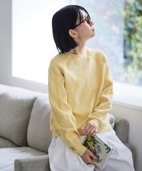 Sunny clouds（サニークラウズ）の「サニークラウズ　セーターになりたかったカットソートップス〈レディース〉（Tシャツ/カットソー・レディース・ライトイエロー/グリーン/アイボリー・M/L/LL/3L）」の3枚目の写真