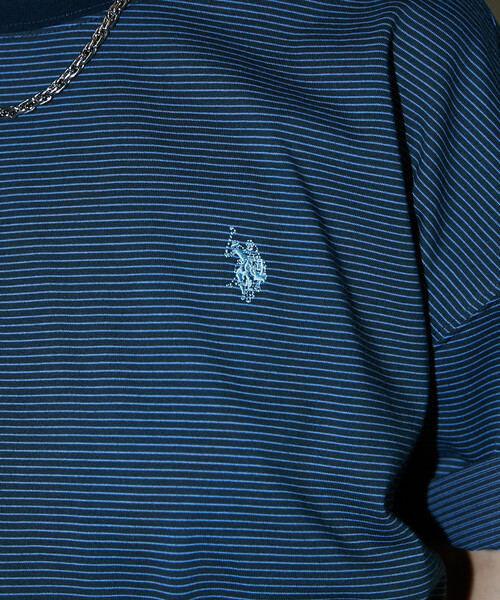 U.S. POLO ASSN.(ユーエスポロアッスン)の「U.S. POLO ASSN. × PUBLUX/ユーエスポロアッスン 別注 ワンポイント 刺繍 ボーダー Tシャツ 限定展開(Tシャツ/カットソー・メンズ・ブラック/ネイビー/ホワイト/ベージュ・LARGE/MEDIUM/SMALL)」の9枚目の写真
