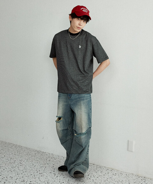 U.S. POLO ASSN.(ユーエスポロアッスン)の「U.S. POLO ASSN. × PUBLUX/ユーエスポロアッスン 別注 ワンポイント 刺繍 ボーダー Tシャツ 限定展開(Tシャツ/カットソー・メンズ・ブラック/ネイビー/ホワイト/ベージュ・LARGE/MEDIUM/SMALL)」の13枚目の写真