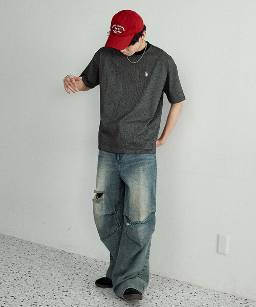 U.S. POLO ASSN.(ユーエスポロアッスン)の「U.S. POLO ASSN. × PUBLUX/ユーエスポロアッスン 別注 ワンポイント 刺繍 ボーダー Tシャツ 限定展開(Tシャツ/カットソー・メンズ・ブラック/ネイビー/ホワイト/ベージュ・LARGE/MEDIUM/SMALL)」の15枚目の写真