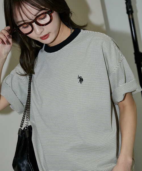 U.S. POLO ASSN.(ユーエスポロアッスン)の「U.S. POLO ASSN. × PUBLUX/ユーエスポロアッスン 別注 ワンポイント 刺繍 ボーダー Tシャツ 限定展開(Tシャツ/カットソー・メンズ・ブラック/ネイビー/ホワイト/ベージュ・LARGE/MEDIUM/SMALL)」の18枚目の写真