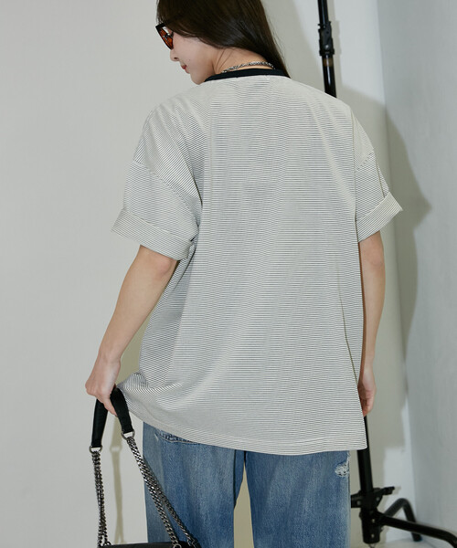 U.S. POLO ASSN.(ユーエスポロアッスン)の「U.S. POLO ASSN. × PUBLUX/ユーエスポロアッスン 別注 ワンポイント 刺繍 ボーダー Tシャツ 限定展開(Tシャツ/カットソー・メンズ・ブラック/ネイビー/ホワイト/ベージュ・LARGE/MEDIUM/SMALL)」の19枚目の写真