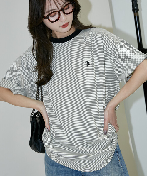 U.S. POLO ASSN.(ユーエスポロアッスン)の「U.S. POLO ASSN. × PUBLUX/ユーエスポロアッスン 別注 ワンポイント 刺繍 ボーダー Tシャツ 限定展開(Tシャツ/カットソー・メンズ・ブラック/ネイビー/ホワイト/ベージュ・LARGE/MEDIUM/SMALL)」の20枚目の写真