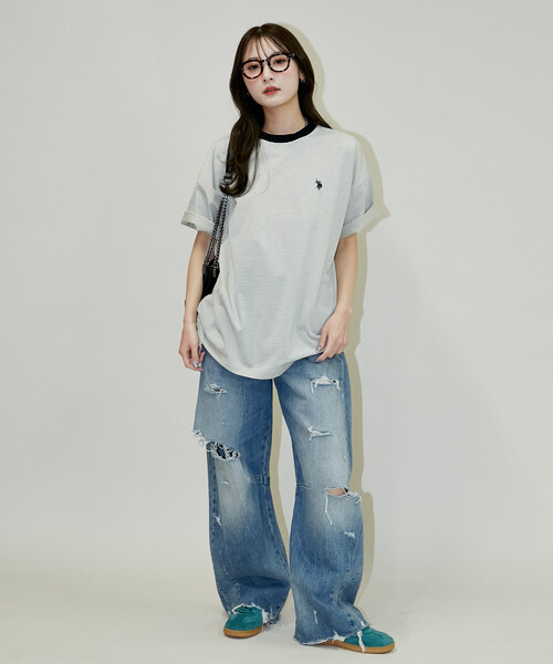 U.S. POLO ASSN.(ユーエスポロアッスン)の「U.S. POLO ASSN. × PUBLUX/ユーエスポロアッスン 別注 ワンポイント 刺繍 ボーダー Tシャツ 限定展開(Tシャツ/カットソー・メンズ・ブラック/ネイビー/ホワイト/ベージュ・LARGE/MEDIUM/SMALL)」の21枚目の写真