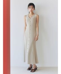 LAGUNAMOON | フロントボタンランジニットワンピース 【夏服】(ワンピース)