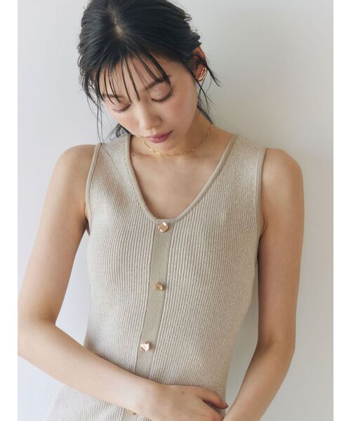 LAGUNAMOON（ラグナムーン）の「フロントボタンランジニットワンピース（ワンピース・レディース・ブラック/ベージュ・SMALL/MEDIUM）」の8枚目の写真