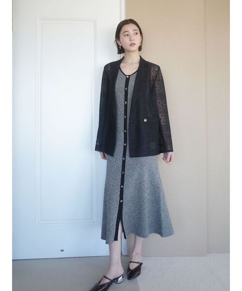 LAGUNAMOON（ラグナムーン）の「フロントボタンランジニットワンピース（ワンピース・レディース・ブラック/ベージュ・SMALL/MEDIUM）」の19枚目の写真