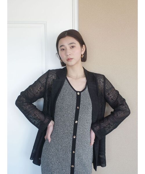 LAGUNAMOON（ラグナムーン）の「フロントボタンランジニットワンピース（ワンピース・レディース・ブラック/ベージュ・SMALL/MEDIUM）」の17枚目の写真