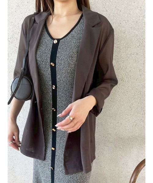 LAGUNAMOON（ラグナムーン）の「フロントボタンランジニットワンピース（ワンピース・レディース・ブラック/ベージュ・SMALL/MEDIUM）」の3枚目の写真