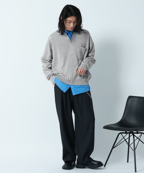 RAGEBLUE（レイジブルー）の「High-Spec Zip knit Shirt/透かしジップニットシャツカーデ（シャツ/ブラウス・メンズ・ブルー/グレー/ライトグレー/イエロー・LARGE/MEDIUM/SMALL）」の6枚目の写真