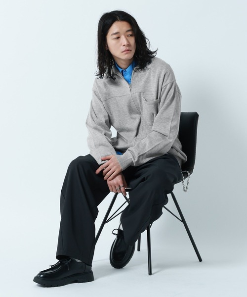 RAGEBLUE（レイジブルー）の「High-Spec Zip knit Shirt/透かしジップニットシャツカーデ（シャツ/ブラウス・メンズ・ブルー/グレー/ライトグレー/イエロー・LARGE/MEDIUM/SMALL）」の8枚目の写真