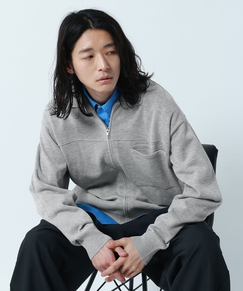 RAGEBLUE（レイジブルー）の「High-Spec Zip knit Shirt/透かしジップニットシャツカーデ（シャツ/ブラウス・メンズ・ブルー/グレー/ライトグレー/イエロー・LARGE/MEDIUM/SMALL）」の9枚目の写真