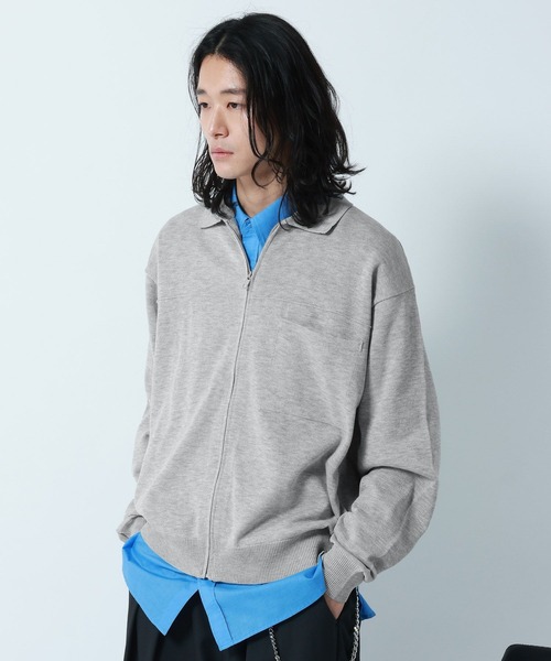 RAGEBLUE（レイジブルー）の「High-Spec Zip knit Shirt/透かしジップニットシャツカーデ（シャツ/ブラウス・メンズ・ブルー/グレー/ライトグレー/イエロー・LARGE/MEDIUM/SMALL）」の10枚目の写真