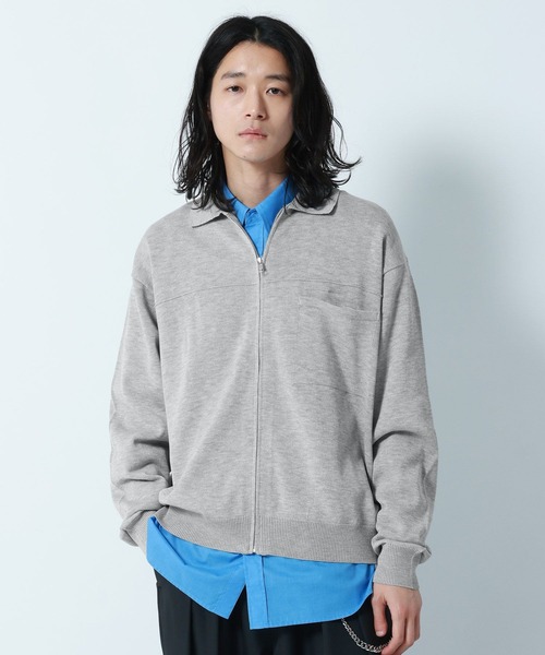 RAGEBLUE（レイジブルー）の「High-Spec Zip knit Shirt/透かしジップニットシャツカーデ（シャツ/ブラウス・メンズ・ブルー/グレー/ライトグレー/イエロー・LARGE/MEDIUM/SMALL）」の11枚目の写真