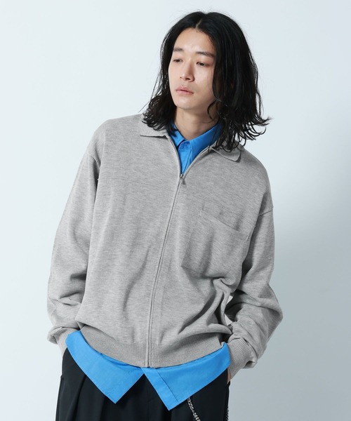 RAGEBLUE（レイジブルー）の「High-Spec Zip knit Shirt/透かしジップニットシャツカーデ（シャツ/ブラウス・メンズ・ブルー/グレー/ライトグレー/イエロー・LARGE/MEDIUM/SMALL）」の12枚目の写真