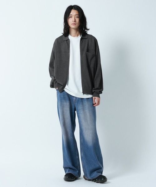 RAGEBLUE（レイジブルー）の「High-Spec Zip knit Shirt/透かしジップニットシャツカーデ（シャツ/ブラウス・メンズ・ブルー/グレー/ライトグレー/イエロー・LARGE/MEDIUM/SMALL）」の13枚目の写真