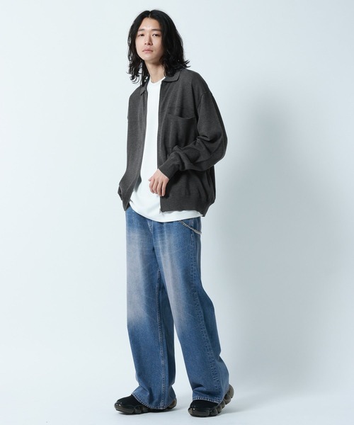 RAGEBLUE（レイジブルー）の「High-Spec Zip knit Shirt/透かしジップニットシャツカーデ（シャツ/ブラウス・メンズ・ブルー/グレー/ライトグレー/イエロー・LARGE/MEDIUM/SMALL）」の14枚目の写真