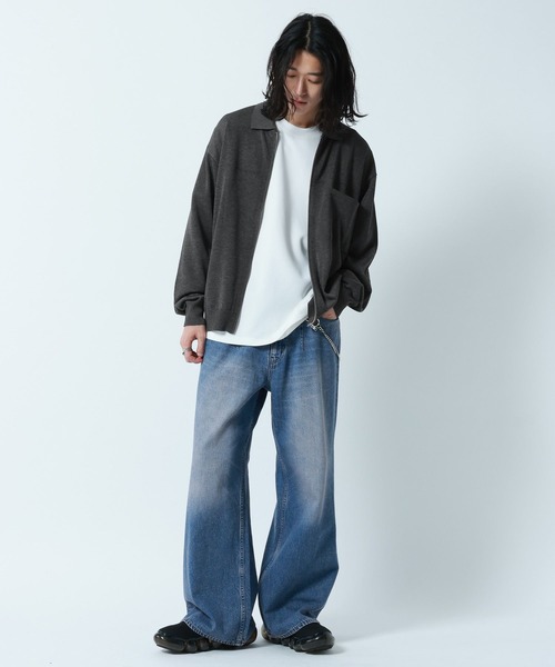 RAGEBLUE（レイジブルー）の「High-Spec Zip knit Shirt/透かしジップニットシャツカーデ（シャツ/ブラウス・メンズ・ブルー/グレー/ライトグレー/イエロー・LARGE/MEDIUM/SMALL）」の15枚目の写真