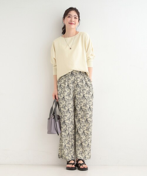 SHOO・LA・RUE（シューラルー）の「【S-LL/柄が選べる】ウエストゴムでらくちん 上品な光沢感　大人プリーツイージーパンツ（その他パンツ・レディース・ブラック系3/アイボリー系6/ブラック/ネイビー系5・02/03/04/01）」の19枚目の写真