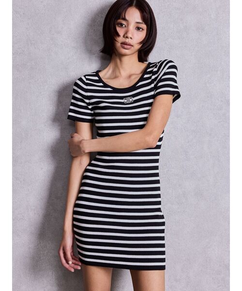 GYDA（ジェイダ）の「Symmetry GYDAプレートハーフスリーブニットワンピース（ワンピース・レディース・ブラック/ピンク/シルバー/その他1・FREE）」の8枚目の写真